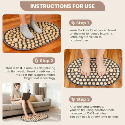 Wooden Acupressure Foot Massager Mat, Acupuncture Mat for Pain & Stress