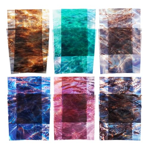 60 Pcs Water Ripple Stickers for Scrapbooking and Journaling | Water reflection designs in 6 color themes on transparent PET for collages, planners and mixed media - color: Wave Together