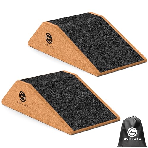 Squat Wedge Block Cork 2 Pack - Non Slip Heel Elevated Wedge and Calf Raise Block - Slant Board for Squats to Avoid Muscle Strain