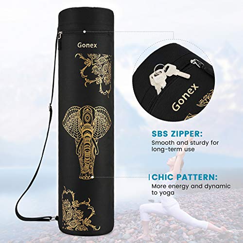 Gonex Yoga Mat Bag, Full-Zip Mat Carrier | 600D Oxford Fabric, Wet Pocket, Front Zip Pocket, Adjustable Strap, Fits Mats up to 26" - color: Black