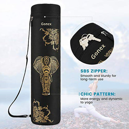 Gonex Yoga Mat Bag, Full-Zip Mat Carrier | 600D Oxford Fabric, Wet Pocket, Front Zip Pocket, Adjustable Strap, Fits Mats up to 26" - color: Black