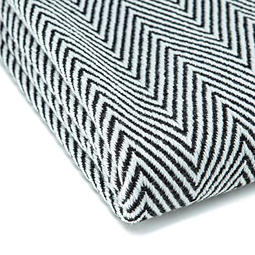 Chanasya Premium Chevron Super Soft Acrylic Throw Blanket with Tassels Cozy Lightweight Fluffy Woven Blanket for Bed Sofa Chair Couch Living Bed Room Black and White Blanket (50x65 Inches) Black - color: Black