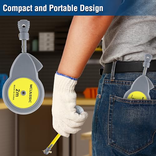 Dreyoo 6.56ft Rotape Tape Measure Compass for Large Circles and Lines | 10 Spare Pencil Leads, Push-Button Retract & Lock, Metric/Imperial Scale, Easy Operation, Woodworking & Drafting Use