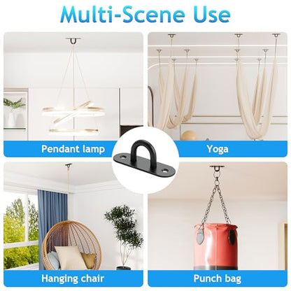 SAYAYO 9 PCS Pad Eye Plate Hooks, U Ceiling Hook for Wall Hanging Plants