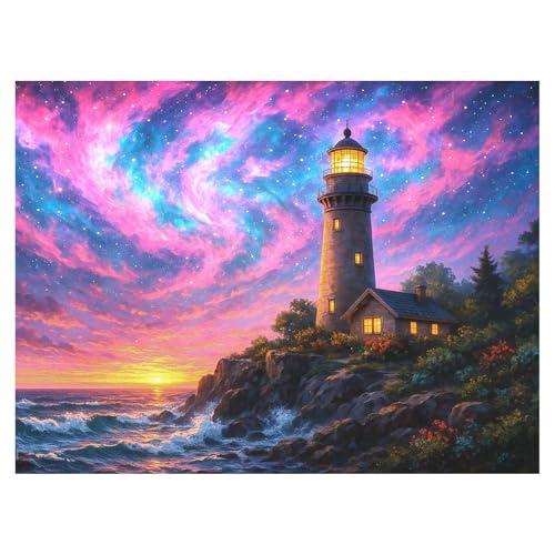 Aurora Diamond Art Kits for Adults Beginners 12x16 IN, DIY Craft Gift | Lighthouse Diamond Painting Kits for Adults, Stress Relief, Home Wall Decor, Seaside Landscape 5D Full Round Drill Gem Art - color: DP-US01