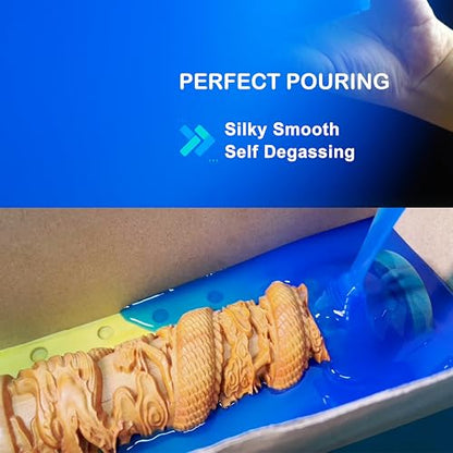BBDINO Silicone Mold Making Kit 30A Platinum Liquid 1 Gallon Sapphire Blue | 1A:1B Mixing 3h Quick Cure Self Degassing Heat Resistant Up to 446°F Ideal for Silicone, Resins, Soap, Concrete, Wax Molding - size: Sapphire Blue 160 Oz