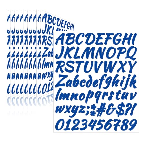 Letter Stickers,Mailbox Numbers,1 Inch Waterproof Vinyl Alphabet | 1 Inch Blue,710 Pieces 10 Sheets,Self Adhesive,Window,Scrapbook,Door,Sign,Car,Outdoor Indoor,Fade Resistant - color: Blue, size: 1 Inch