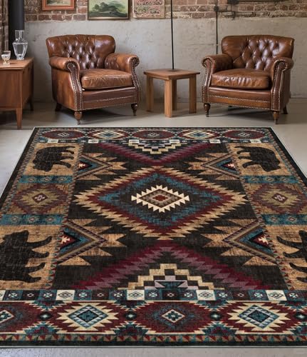 YIHOUSE Washable Western Cabin Area Rugs 5x7 - color: Bear, size: 5'x7' (Rectangular)