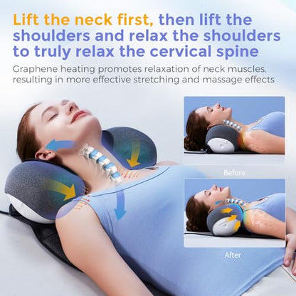 ALPHAY Cervical and Shoulder Massage Pillow, Portable Neck Traction Device, Dynamic Massage, Graphene Heating, Shoulder and Neck Relax Device