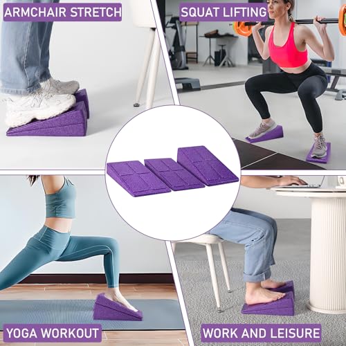 Slant Board 3 Pcs Squat Wedge for Calf Stretching - color: Purple