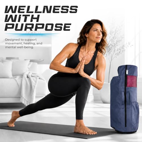 MAGNILAY Expandable Yoga Mat Bag, Adjustable Strap, Black, Large - color: Blue