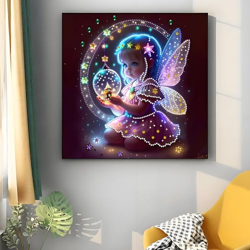 Shouruihua Diamond Painting Kits for Adults, Cute Angel Diamond Art Kits | Gem Art, Diamond Dotz Kits, Diamond Dots, Wall Art, Adult Crafts, Full Round Drill Diamond Painting Kits, 11.8x11.8 in - color: Cute Angel