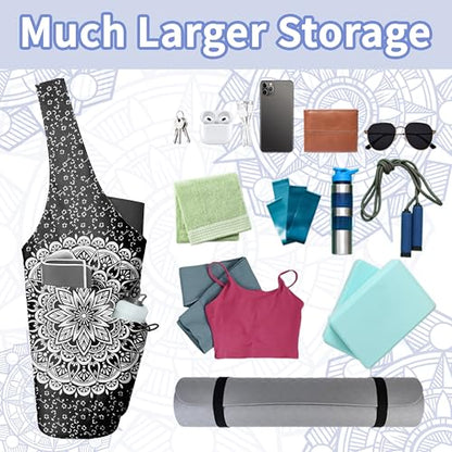Yoga Bag for Women, Large Yoga Mat Bag Tote Carrier with Wet Dry Pocket | Water Bottle Holder & Adjustable Strap, Fits 1/2" Thick Yoga Mat for Gym, Pilates, Travel, Work - color: YOGA-10