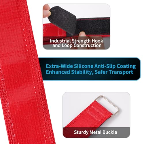 Trilancer Bike Rack Straps with Extra-Wide Silicone Anti-Slip Coating, 2-Pack Adjustable Bike Wheel Stabilizer Strap with Hook and Loop for Car and Wall Mount, Transportation and Storage (26''x1.5'') - size: 26'' (2 Pcs)