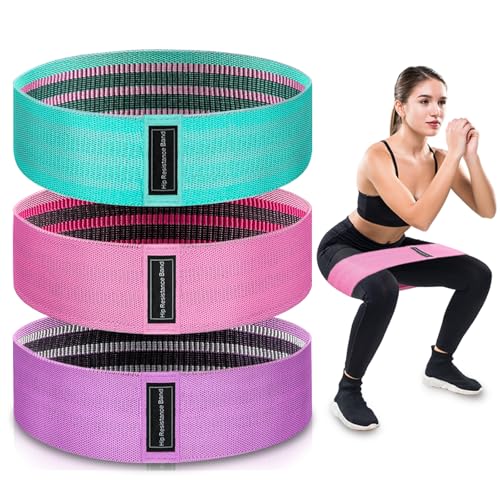 Exercise Bands, 3 Levels Fabric Resistance Bands for Working Out, Workout Bands Resistance for Women & Men, Multi-Colored Fabric Booty Bands for Leg Strength Training, Rehab, Yoga - color: Pink