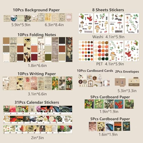 YagCu Scrapbook Kit for Beginners, Aesthetic Junk Journal Supplies, Scrapbooking and Journaling Materials, Bullet Journals Stationery, Planner DIY Arts Craft Paper, Women Adults - color: Plant