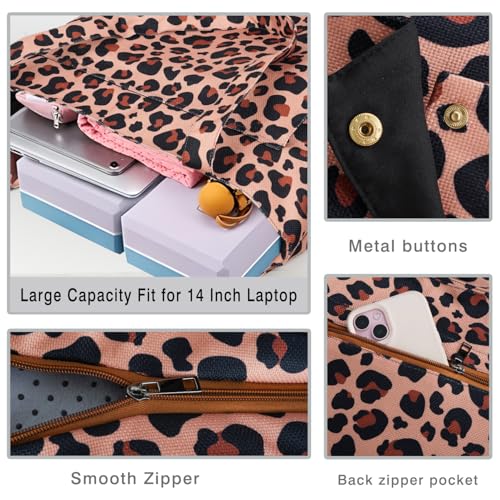 Yoga Mat Bag Yoga Bags and Carriers Fits All Your Stuff Yoga Tote Bag with Zipper Pocket Yoga Mat Carrier Pilates Bag Take in Out Mat Easily - color: Leopard Print