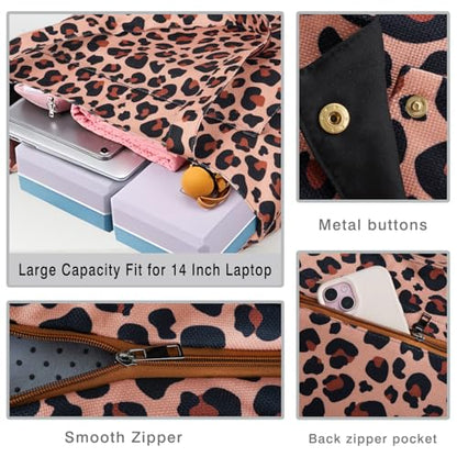 Yoga Mat Bag Yoga Bags and Carriers Fits All Your Stuff Yoga Tote Bag with Zipper Pocket Yoga Mat Carrier Pilates Bag Take in Out Mat Easily - color: Leopard Print