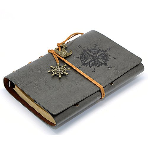 EvZ 7-Inch Refillable A6 Binder Notebook - Premium Vegan Leather Personal Planner, Eco-Friendly Journal with 6-Ring Loose-Leaf System for Writing, Business, and Creative Sketches, Grey - color: Grey, size: 7 Inches