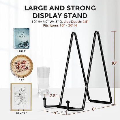 TR-LIFE Plate Stands for Display - 3 Pack 10 Inch Large Picture Stand | Metal Plate Holders for Displaying Decorative Plates, Platters, Books, Plaques, Picture Frames - Tabletop Easel