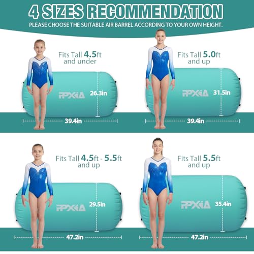 Gymnastics Air Roller Air Barrel Inflatable Tumbling Mat, Tumble Track Backhandspring Mat Gymnastic Equipment with Pump for Yoga Training Cheerleading Home Use - color: Green, size: 47.2 x 29.5inch