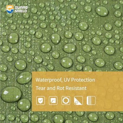 GUARD SHIELD Heavy Duty Tarp 12x16 Feet Green Multi Purpose Thick Waterproof Poly Tarp Cover 10mil - color: Green, size: 12x16