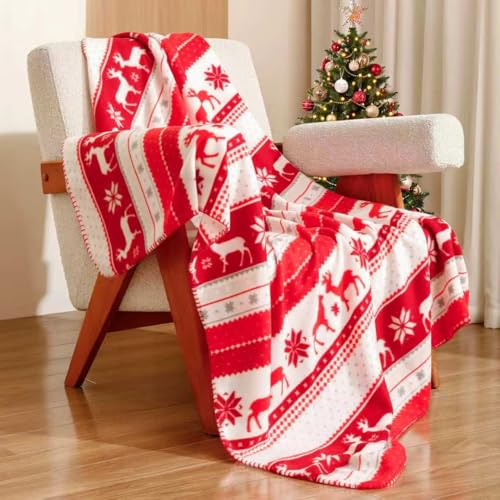 CAI TENG Red Christmas Blankets, 50 X 60 inch, 6 Pack - color: Christmas Red