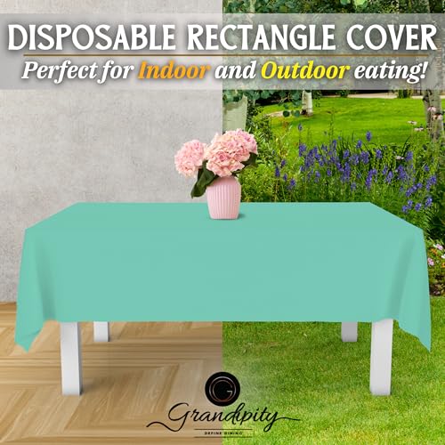 Plastic Table Cloth Disposable 12 Pack 54” x 108” Rectangle | Aqua Plastic table covers, durable disposable tablecloths, fade and tear-resistent table cover for party, event - color: Aqua, size: 54in. x 108in. Rectangle