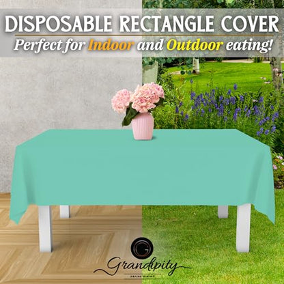 Plastic Table Cloth Disposable 12 Pack 54” x 108” Rectangle | Aqua Plastic table covers, durable disposable tablecloths, fade and tear-resistent table cover for party, event - color: Aqua, size: 54in. x 108in. Rectangle