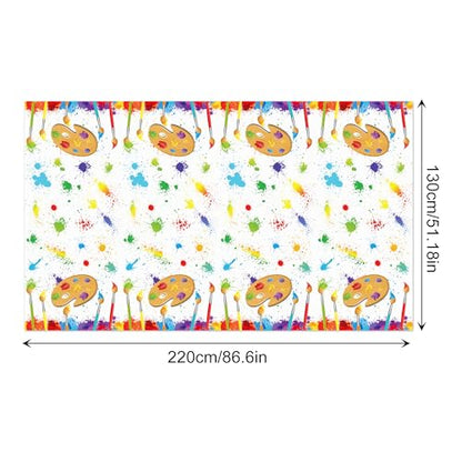 1Pc Watercolor Painting Party Plastic Tablecloth 54 x 87 Inch Long Table Cover, Artistic Painting Party Tablecover for Art Draw Theme Kids Baby Shower Birthday Dinner Picnic Kitchen Event - color: Watercolor Painting