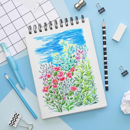 5.8x8.3in Sketch Book, 60Sheets Spiral Bound Notebooks, Bright White 92lbs/150gsm Acid-Free Drawing Paper for Painting,Sketching, Professional Sketch Pad for Artists, Beginners. BW-Light Coffee - color: Bright White-Light Coffee
