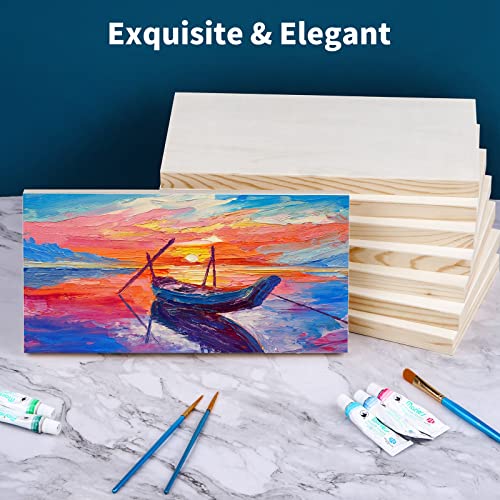 ADXCO 8 Pack Wood Panels 6 x 12 inch Wooden Canvas Board Unfinished Wooden Panel Boards for Painting, Arts, Pouring Use with Oils, Acrylics