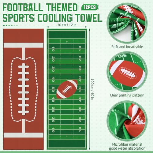 FuWeave 12 Pcs Brown Football Cooling Towels Gifts 40 X 12 Inch - color: Brown, size: 40 x 12 inches