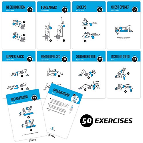 NewMe Fitness Foam Roller Workout Cards - 62 Jumbo Exercise Deck