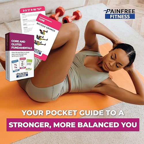 50 Exercise Cards Core & Glutes 3x5'', Beginner to Intermediate