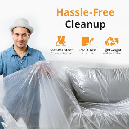 PRIMAX Clear Plastic Drop Cloth 9x12 ft (3 Pack) – Waterproof Painters Plastic Sheeting for Painting, Furniture Covers & Dust Protection – Easy Cleanup, Mess-Free Solution for Painting or Renovations - size: 9' x 12' - 3 pack