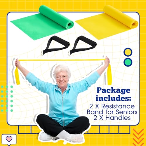 2 Pcs Resistance Band with Handles for Seniors | Chair Exercise Equipment, Physical Therapy Band, Gifts for Elderly, Women, Rehab, Physical, Grandma, Grandpa - color: black