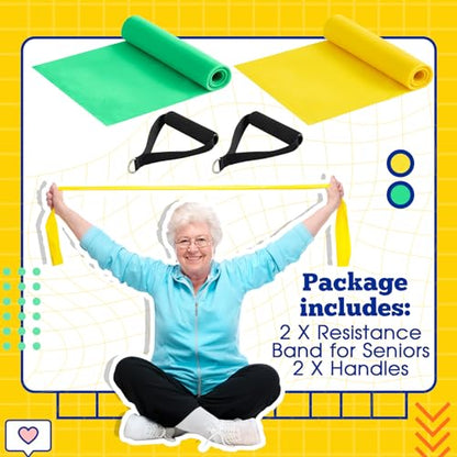 2 Pcs Resistance Band with Handles for Seniors | Chair Exercise Equipment, Physical Therapy Band, Gifts for Elderly, Women, Rehab, Physical, Grandma, Grandpa - color: black