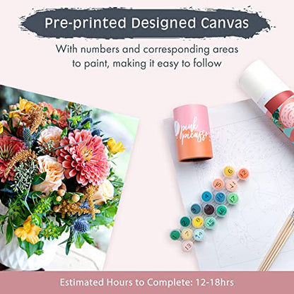 Pink Picasso Paint by Number Kit, for Adults & Teens,16x20, Pick Me Up | Botanical Floral Collection, Acrylic Paints and Brushes included, Pre-printed high quality canvas, DIY art kit, Gift-ready - color: Pick Me Up