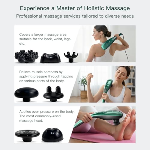 MEGAWISE Handheld Deep Tissue Neck Back Electric Massager for Shoulder, Waist, Leg, 3700 RPM Powerful Motor (Green) - color: Green