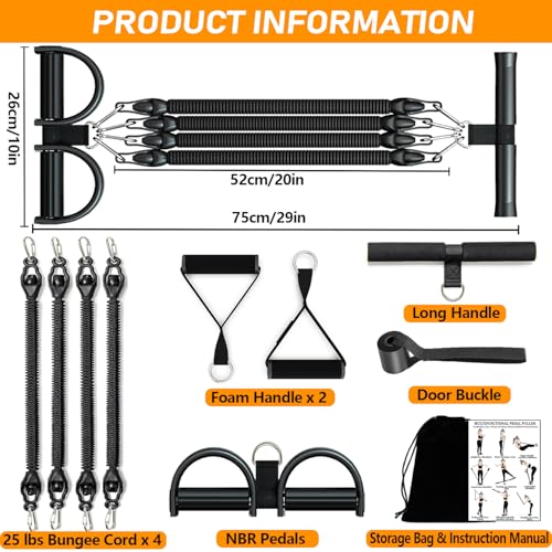 2026 Upgrade Foot Pedal Resistance Band, Adjustable 4-Tube Pedal Ankle Puller Resistance Band with Handle, Multifunction Home Gym Equipment, Stirrup Puller for Men Women for Full Body Exercise - color: Black 4 Tube