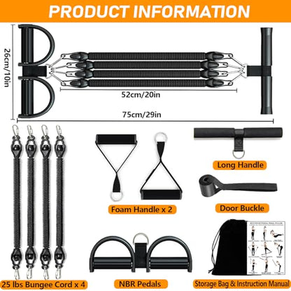 2026 Upgrade Foot Pedal Resistance Band, Adjustable 4-Tube Pedal Ankle Puller Resistance Band with Handle, Multifunction Home Gym Equipment, Stirrup Puller for Men Women for Full Body Exercise - color: Black 4 Tube