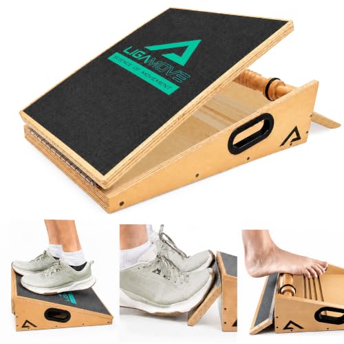 Adjustable Wooden Slant Board, Calf Stretcher, Foot Roller & Toe Stretcher