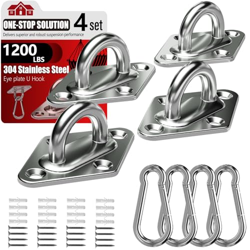 sprookber 304 Stainless Steel Pad Eye Snap Hook,M8 Ceiling Hook 1200Lb,8Pcs | Hanging Kit with Screws for Hammock Chair Swing, Yoga Gym Equipment, Sun Shade Sail, Plant Hangers & Marine Boat Hardware - size: 3.15 inch, style: Rhombus
