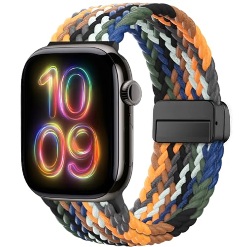 Braided Stretchy Magnetic Band Compatible with Apple Watch Bands Women Men - color: Camouflage, size: 38mm/40mm/41mm/(42mm-series 11 10)