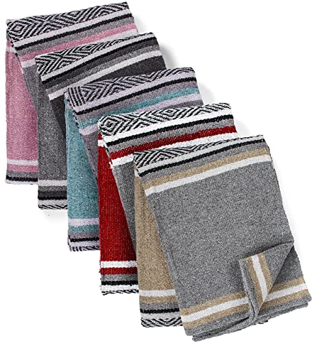 Genuine Mexican Handwoven Premium Large Heavyweight Falsa Serape & Yoga Blanket | Beach & Picnic Blanket (Traditional, Assorted) - color: Assorted Color