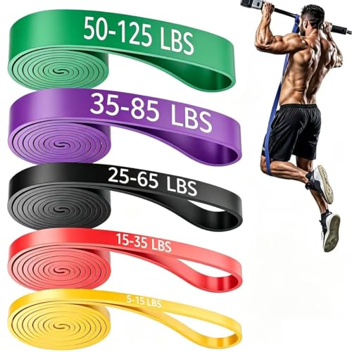 Resistance Bands Set, 5 Levels of Exercise Bands Suitable for Men and Women | Exercise Band for Working Out, Durable, Portable, Gym, Physical Therapy, Yoga, Stretching, Strength Training, indoor, outdoor