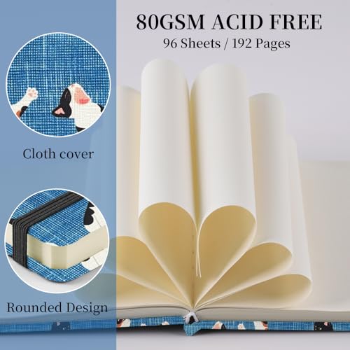 5x5" Pocket Sketch Book,80gsm Hardcover Art Sketchbook for Drawing Journal | Cloth Cover,80gsm Blank Paper,96Sheets,Lay-Flat,Portable Travel Creation Paint Diary Memo Planner,Dry Media. Cow Cat - color: Cloth Cover-4.8x4.8in-Cow Cat
