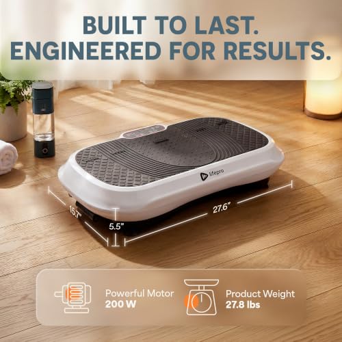 Lifepro Waver Vibration Plate Exercise Machine with 99 Speeds & 10 Presets | Resistance Bands, Non-Slip Surface, 330 lbs Capacity — Vibration Plate for Lymphatic Drainage, Body Toning, Full-Body Workout - color: White