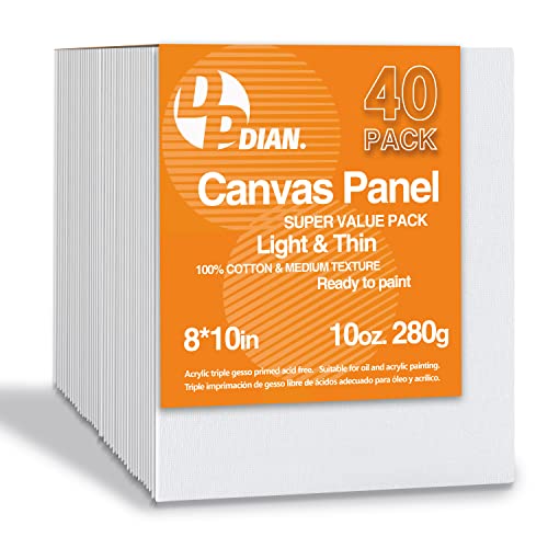 Canvas Boards for Painting 40 Pack, 8 inch x 10 inch Super Value Pack, Artist Canvas Panels for Oil & Acrylic Painting - size: 8"x10"